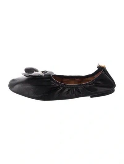 Pre-owned Tory Burch Leather Ballet Flats In Black