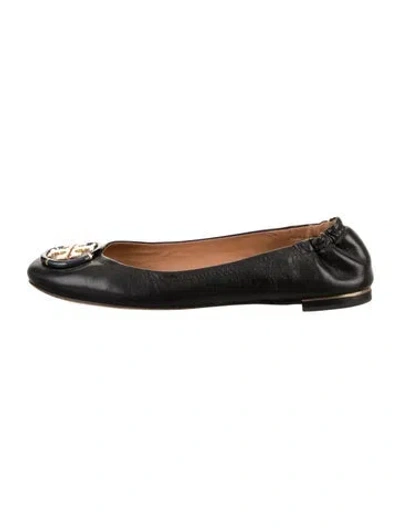 Pre-owned Tory Burch Leather Ballet Flats In Black