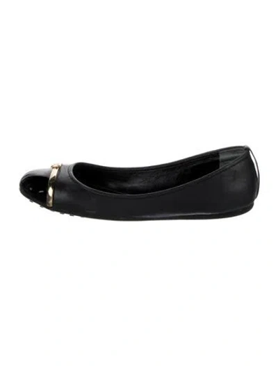 Pre-owned Tory Burch Leather Ballet Flats In Black