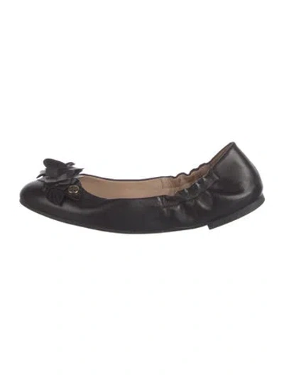 Pre-owned Tory Burch Leather Ballet Flats In Black