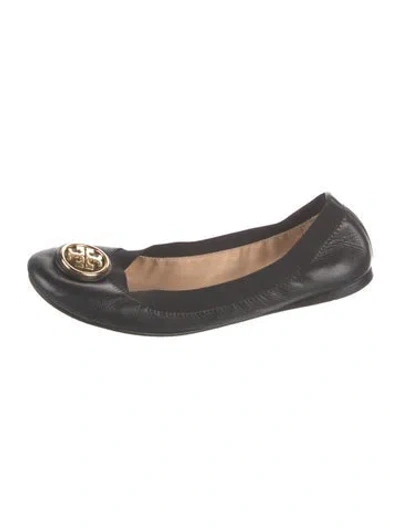 Pre-owned Tory Burch Leather Ballet Flats In Black