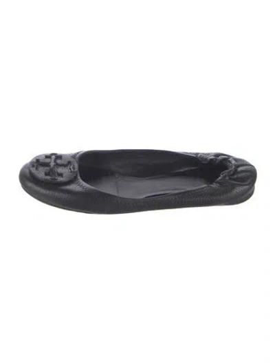 Pre-owned Tory Burch Leather Ballet Flats In Black