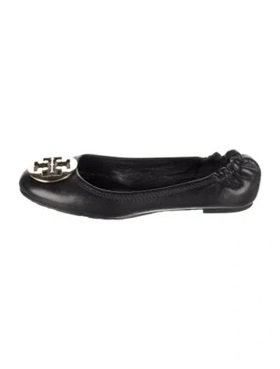 Pre-owned Tory Burch Leather Ballet Flats In Black