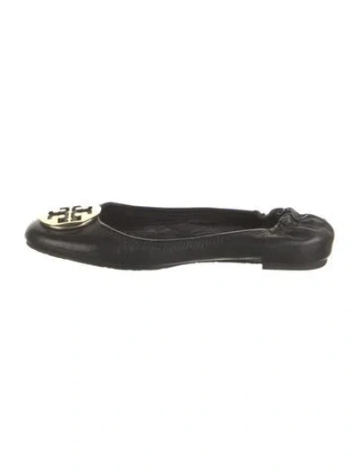 Pre-owned Tory Burch Leather Ballet Flats In Black
