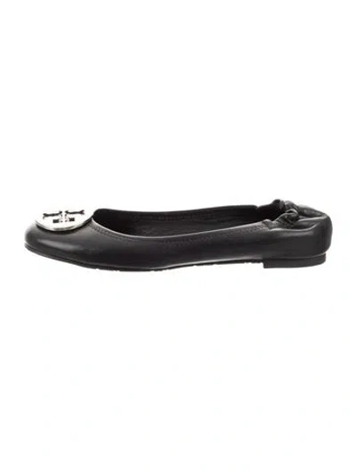 Pre-owned Tory Burch Leather Ballet Flats In Black