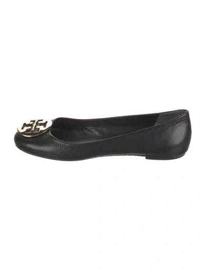 Pre-owned Tory Burch Leather Ballet Flats In Black