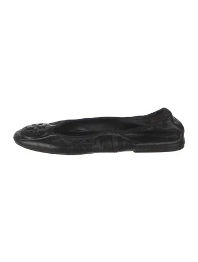 Pre-owned Tory Burch Leather Ballet Flats In Black