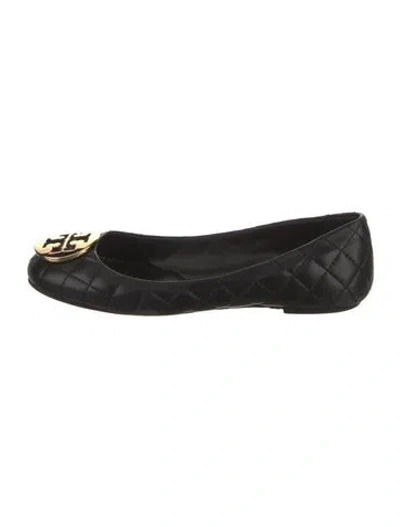 Pre-owned Tory Burch Leather Ballet Flats In Black