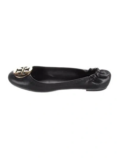 Pre-owned Tory Burch Leather Ballet Flats In Black