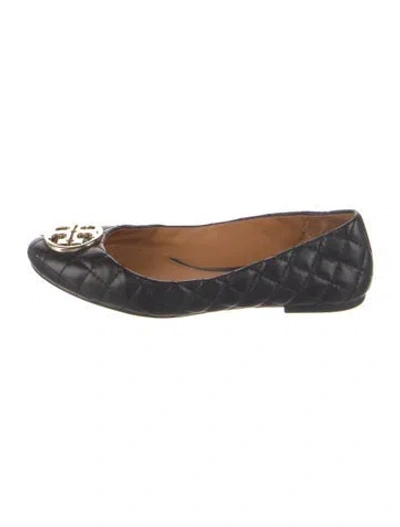 Pre-owned Tory Burch Leather Ballet Flats In Black