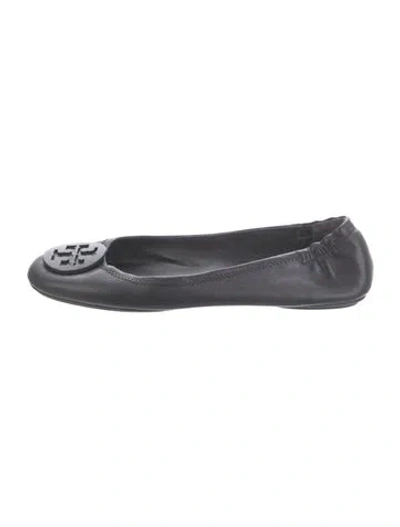 Pre-owned Tory Burch Leather Ballet Flats In Black