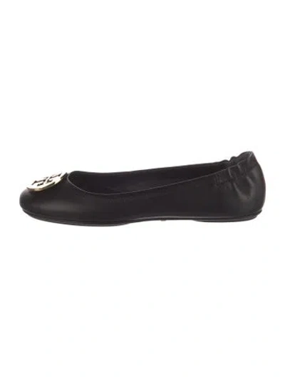 Pre-owned Tory Burch Leather Ballet Flats In Black