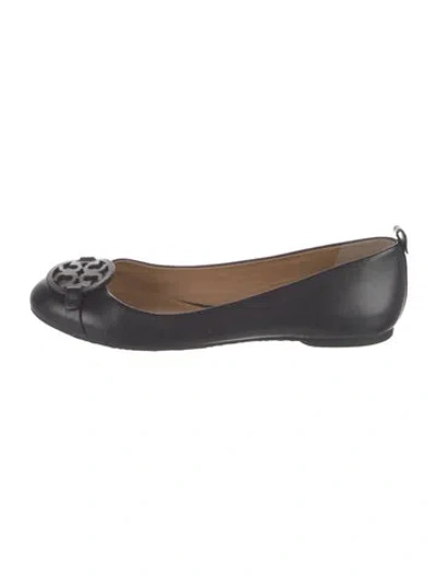 Pre-owned Tory Burch Leather Ballet Flats In Black