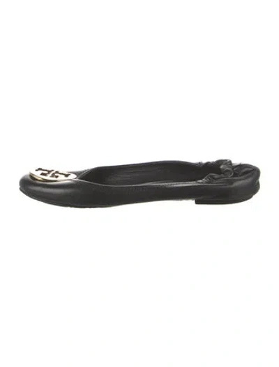 Pre-owned Tory Burch Leather Ballet Flats In Black