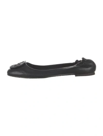 Pre-owned Tory Burch Leather Ballet Flats In Black