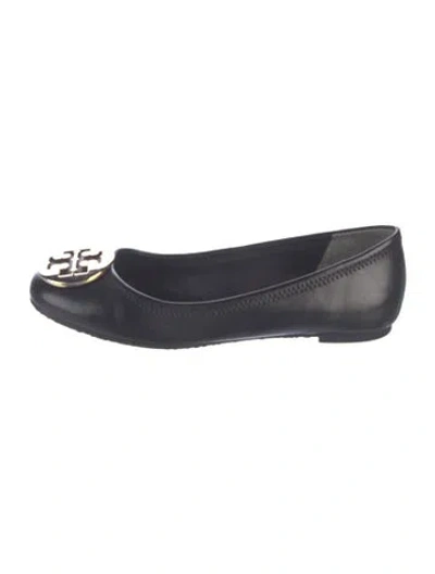 Pre-owned Tory Burch Leather Ballet Flats In Black