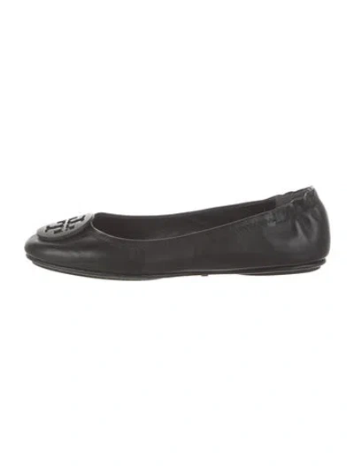 Pre-owned Tory Burch Leather Ballet Flats In Black
