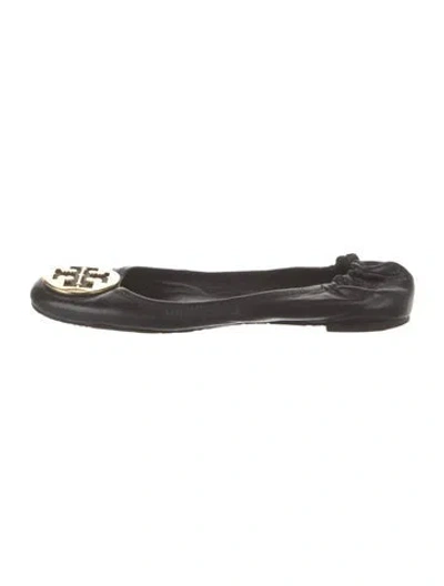 Pre-owned Tory Burch Leather Ballet Flats In Black