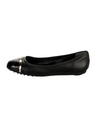 Pre-owned Tory Burch Leather Ballet Flats In Black