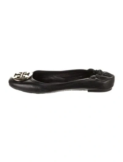 Pre-owned Tory Burch Leather Ballet Flats In Black