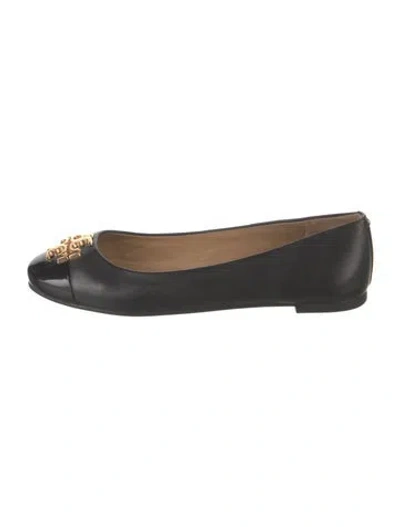 Pre-owned Tory Burch Leather Ballet Flats In Black