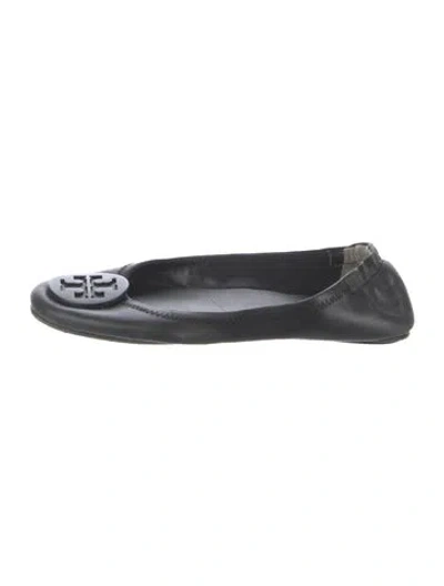 Pre-owned Tory Burch Leather Ballet Flats In Black