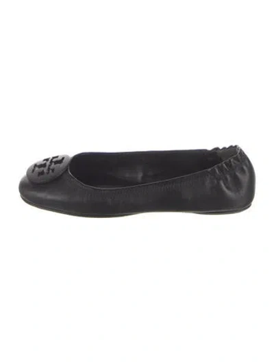 Pre-owned Tory Burch Leather Ballet Flats In Black