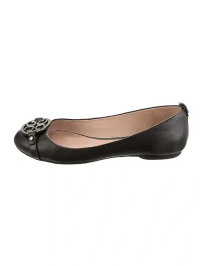 Pre-owned Tory Burch Leather Ballet Flats In Black