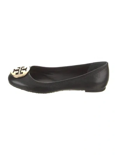 Pre-owned Tory Burch Leather Ballet Flats In Black