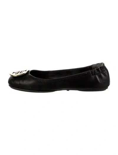Pre-owned Tory Burch Leather Ballet Flats In Black