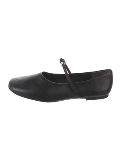 Pre-owned Tory Burch Leather Ballet Flats In Black