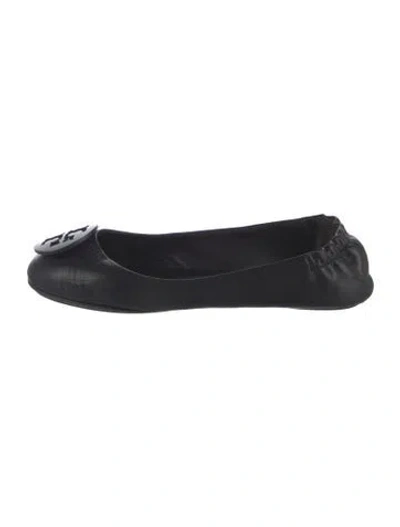 Pre-owned Tory Burch Leather Ballet Flats In Black