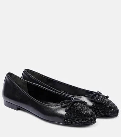 Tory Burch Leather Ballet Flats In Black