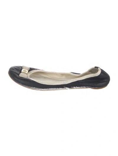 Pre-owned Tory Burch Leather Ballet Flats In Blue