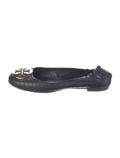 Pre-owned Tory Burch Leather Ballet Flats In Blue