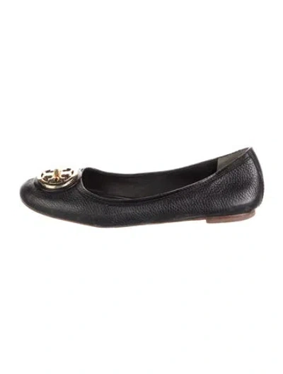 Pre-owned Tory Burch Leather Ballet Flats In Blue