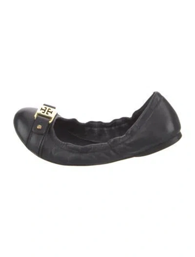 Pre-owned Tory Burch Leather Ballet Flats In Blue