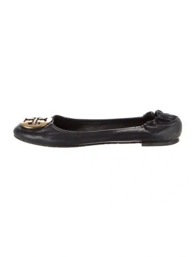 Pre-owned Tory Burch Leather Ballet Flats In Blue