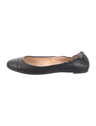 Pre-owned Tory Burch Leather Ballet Flats In Blue