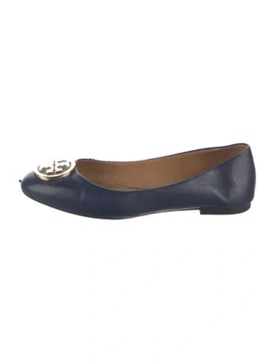Pre-owned Tory Burch Leather Ballet Flats In Blue