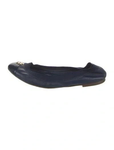Pre-owned Tory Burch Leather Ballet Flats In Blue