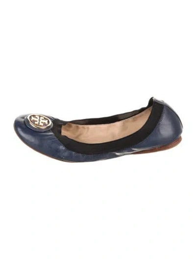 Pre-owned Tory Burch Leather Ballet Flats In Blue