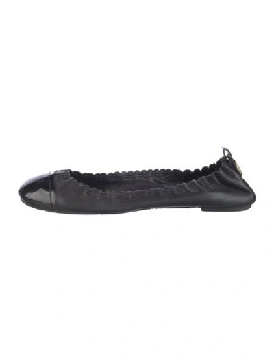 Pre-owned Tory Burch Leather Ballet Flats In Blue