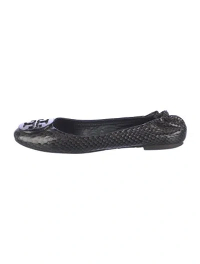 Pre-owned Tory Burch Leather Ballet Flats In Blue