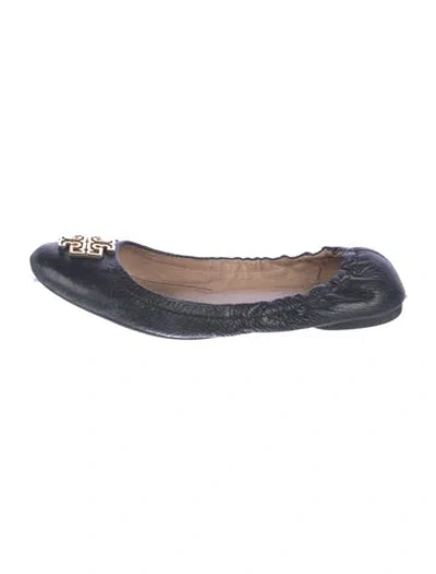 Pre-owned Tory Burch Leather Ballet Flats In Blue