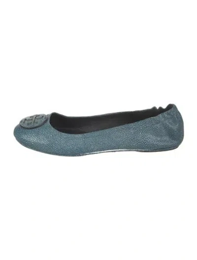 Pre-owned Tory Burch Leather Ballet Flats In Blue