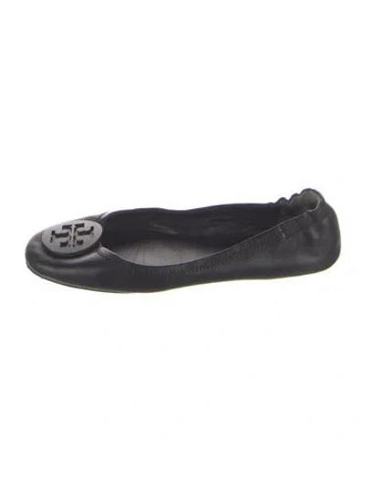 Pre-owned Tory Burch Leather Ballet Flats In Blue