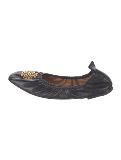 Pre-owned Tory Burch Leather Ballet Flats In Blue