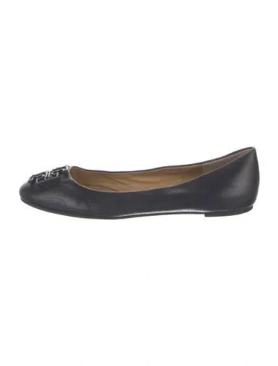 Pre-owned Tory Burch Leather Ballet Flats In Blue