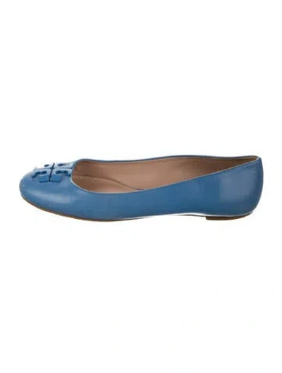 Pre-owned Tory Burch Leather Ballet Flats In Blue